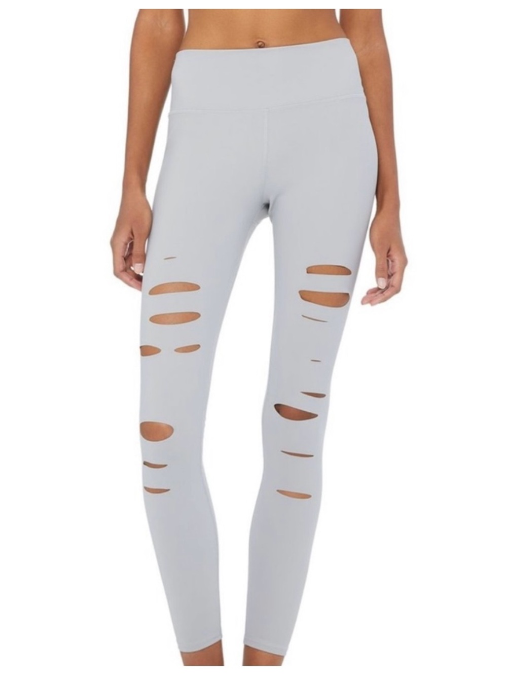 ALO Yoga High-Waist Gray Distressed Leggings